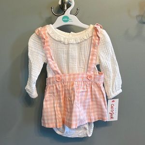 NWT Baby Girls Cat & Jack Pink and White Jumper and Long Sleeve Onesie